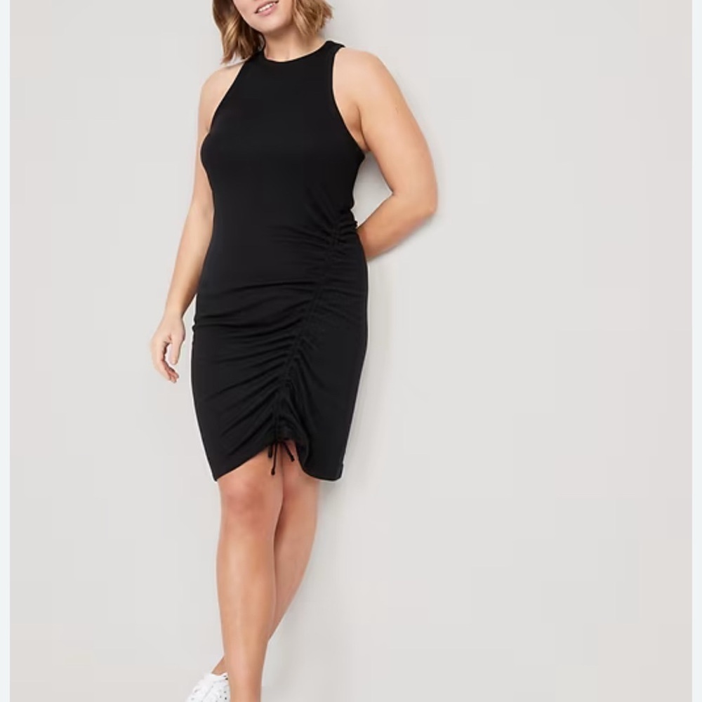 Old Navy Active Ultra Lite Ribbed Racerback MIDI Dress black NWT